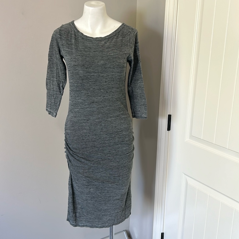 James Perse Melange Jersey Ruched Dress Space Dyed Gray Size 2 US M